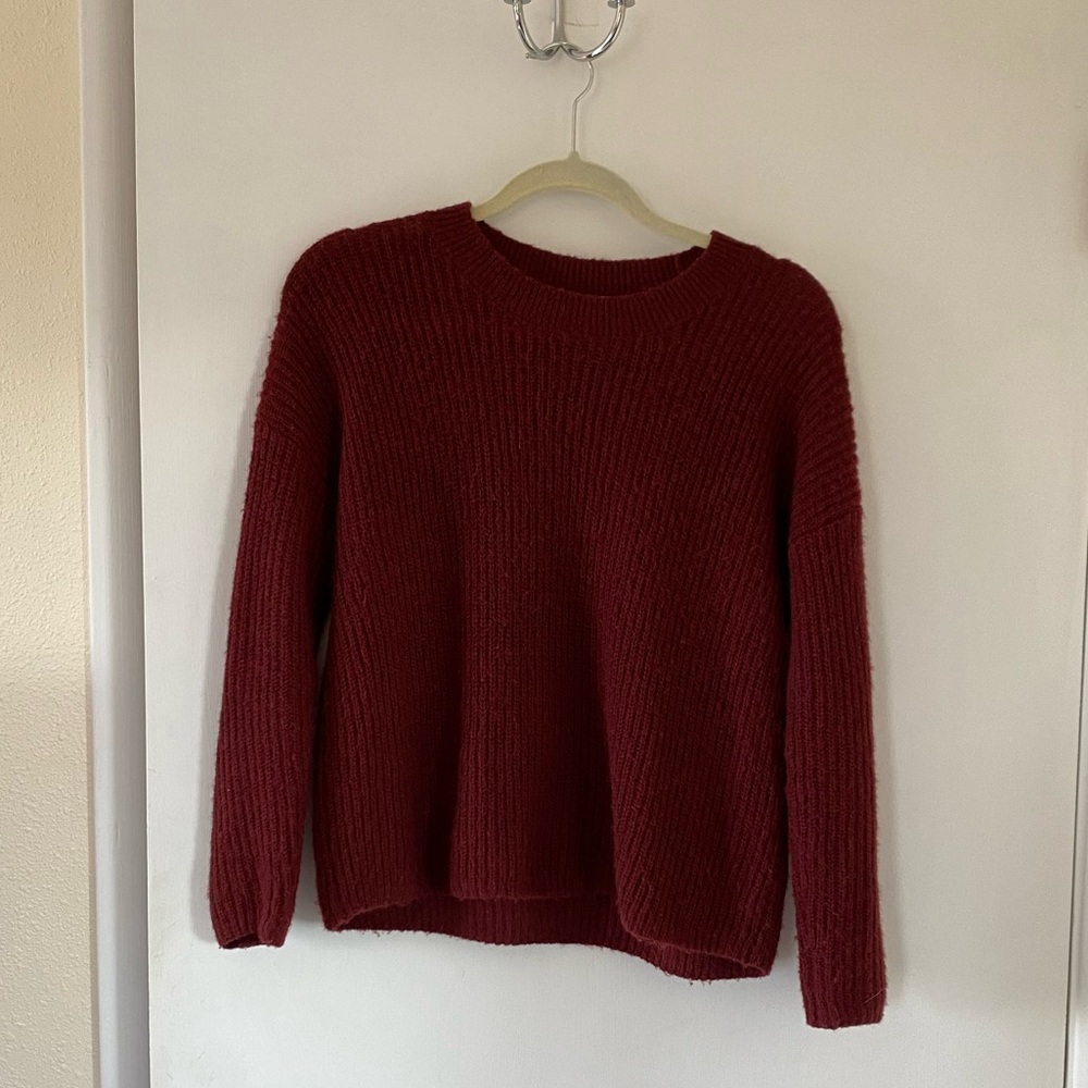 Madewell Crewneck Alpaca Blend Sweater in Burgundy XS